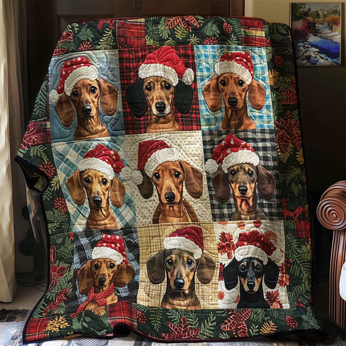 Christmas Dachshund Joy WN1508068CL Quilt