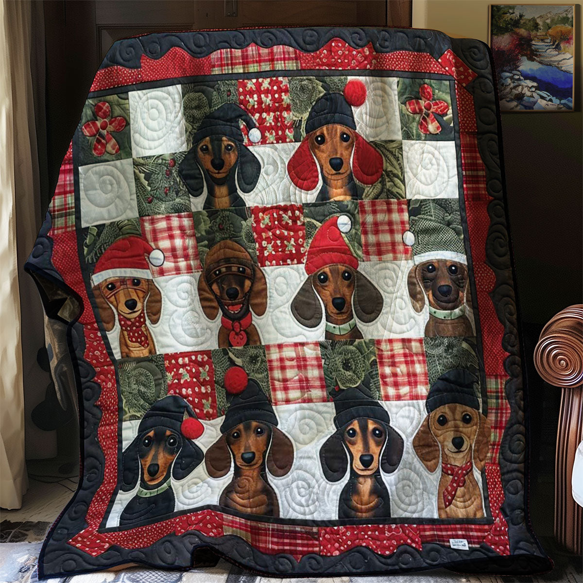 Christmas Dachshund Magic WN1508075CL Quilt