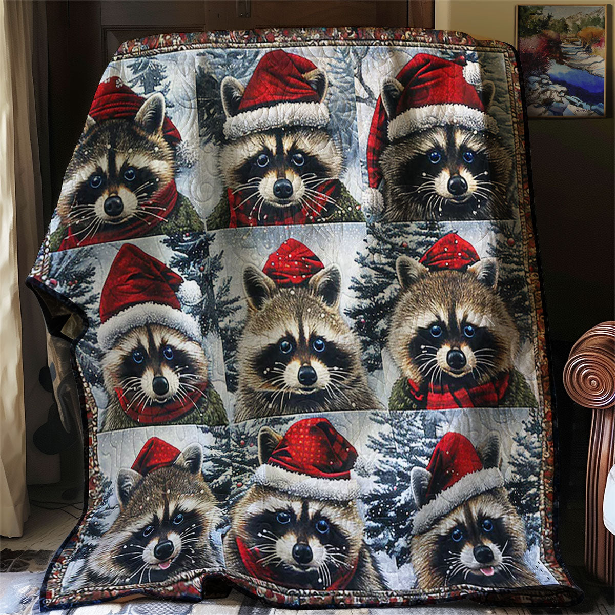 Christmas Raccoon Cheer WN1508076CL Quilt