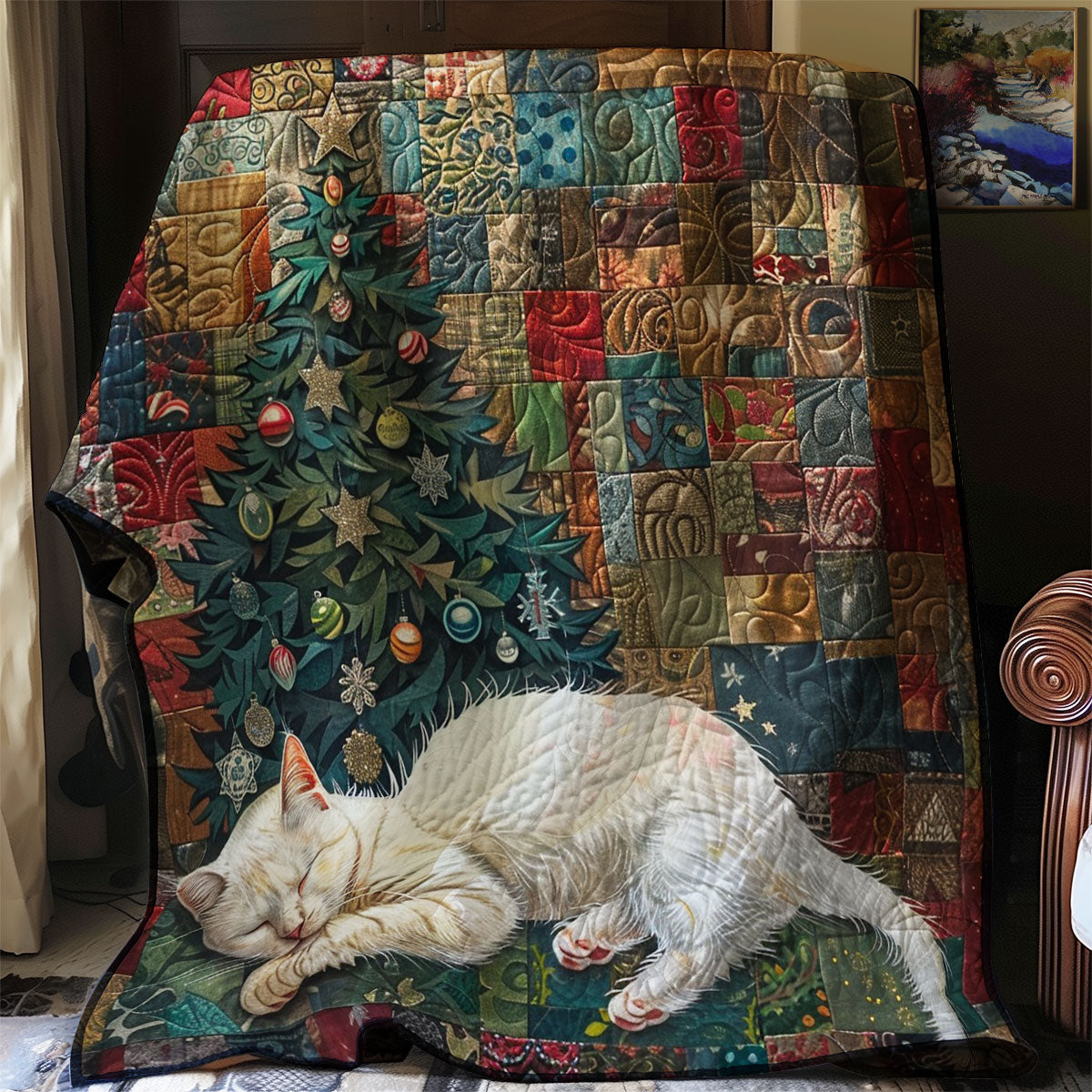 Christmas Sleeping Cat WM13080010CL Quilt