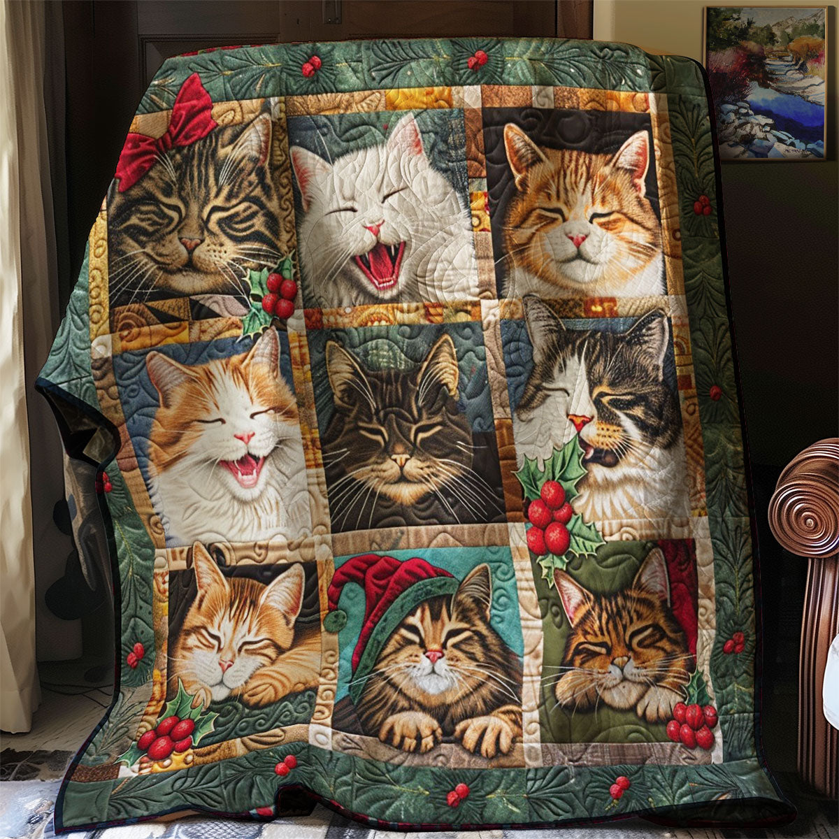 Christmas Yaw Cat WM1408063CL Quilt