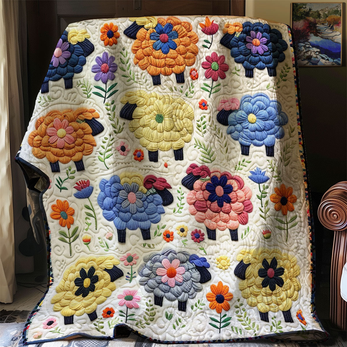 Cloudy Color Sheeps WM3008016CL Quilt