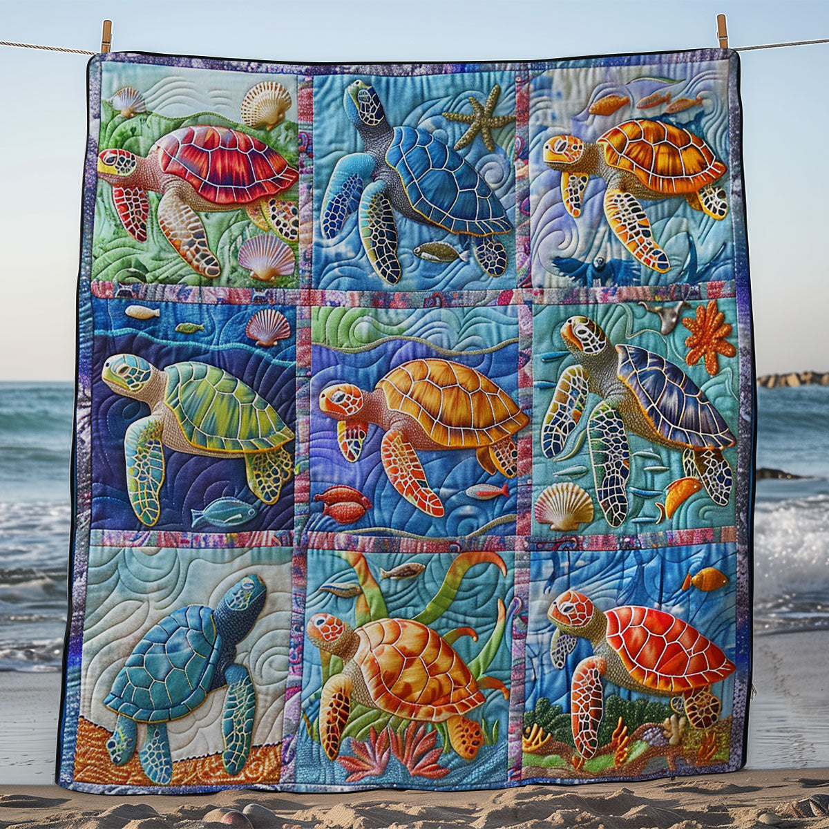 Colorful Sea Turtle WM3008039CL Quilt