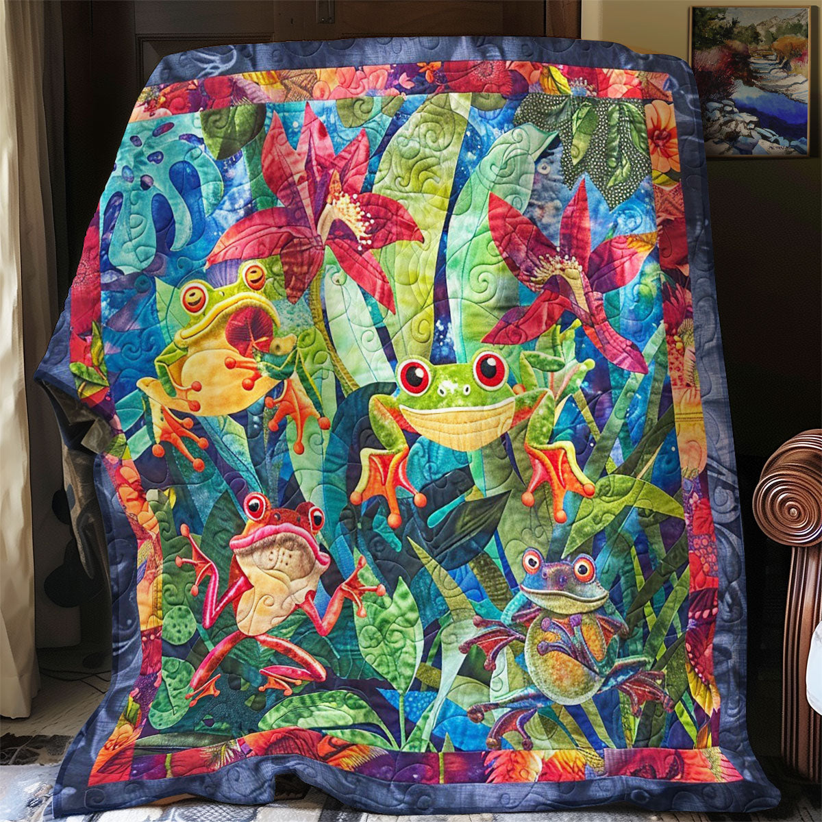 Colorful Tropical Frogs WM0808002CL Quilt