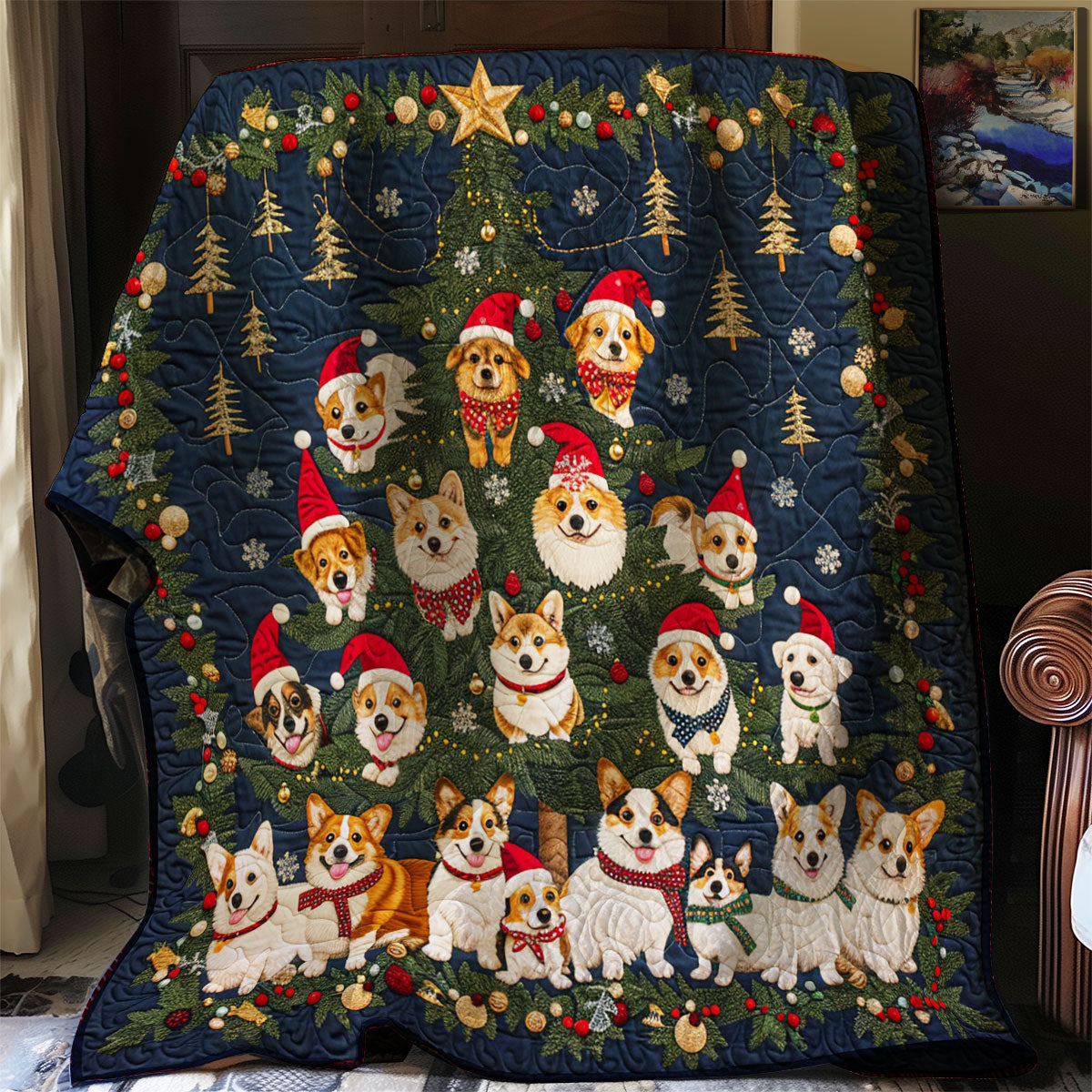 Corgi Christmas Tree WM2908013CL Quilt