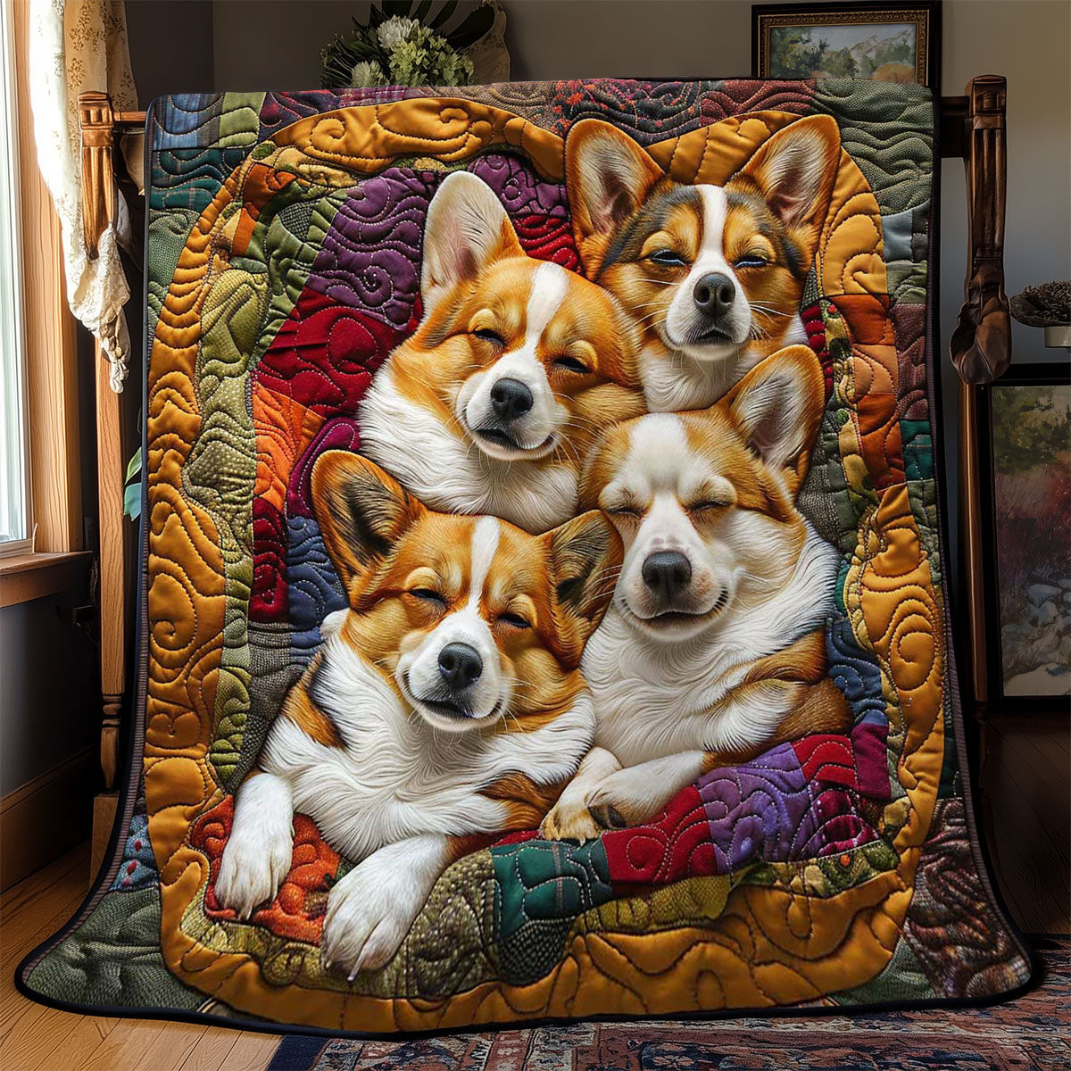 Corgi’s Warm Retreat WN2808068CL Quilt