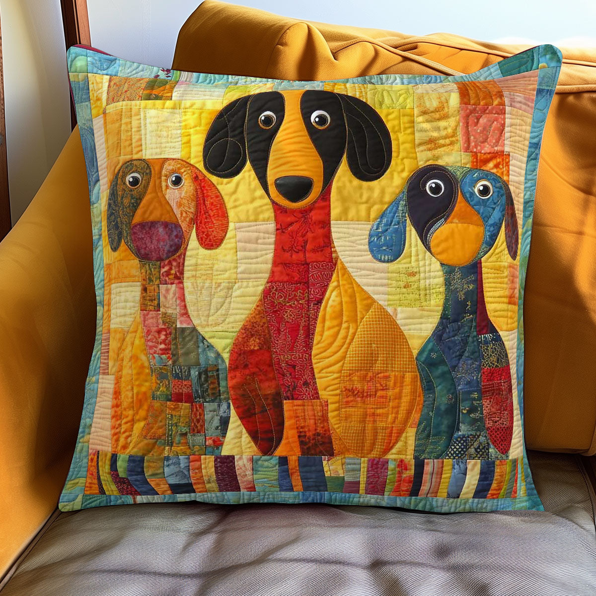 Dachshund Herd WN2208065CL Quilt Pillow Case