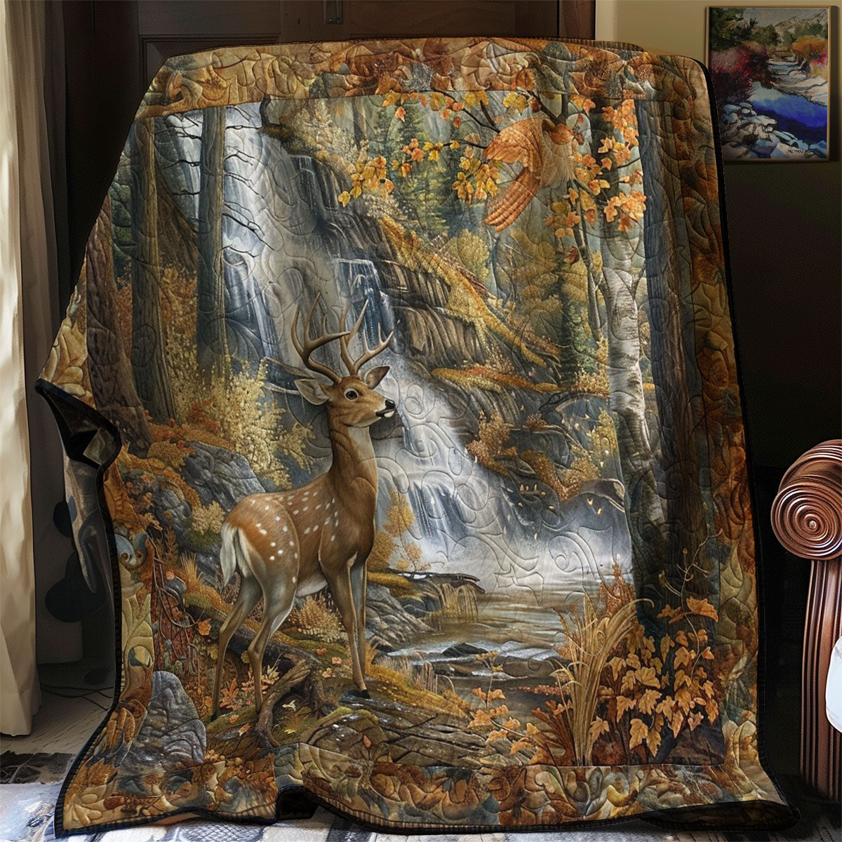 Disoriented Deer Autumn Forest WM2108002CL Quilt
