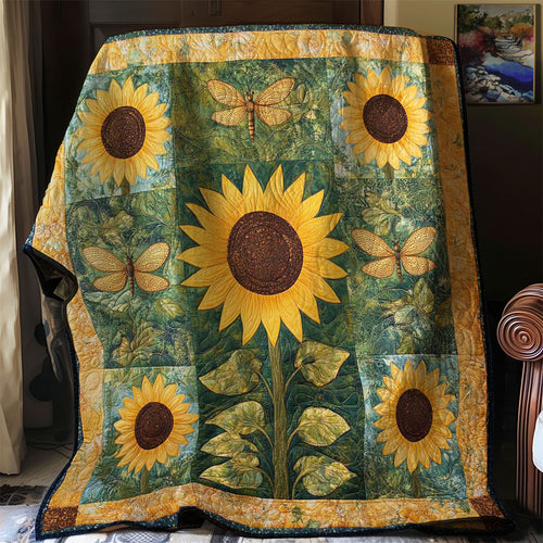 Dragonfly And Sunflowers WN0508019CL Quilt