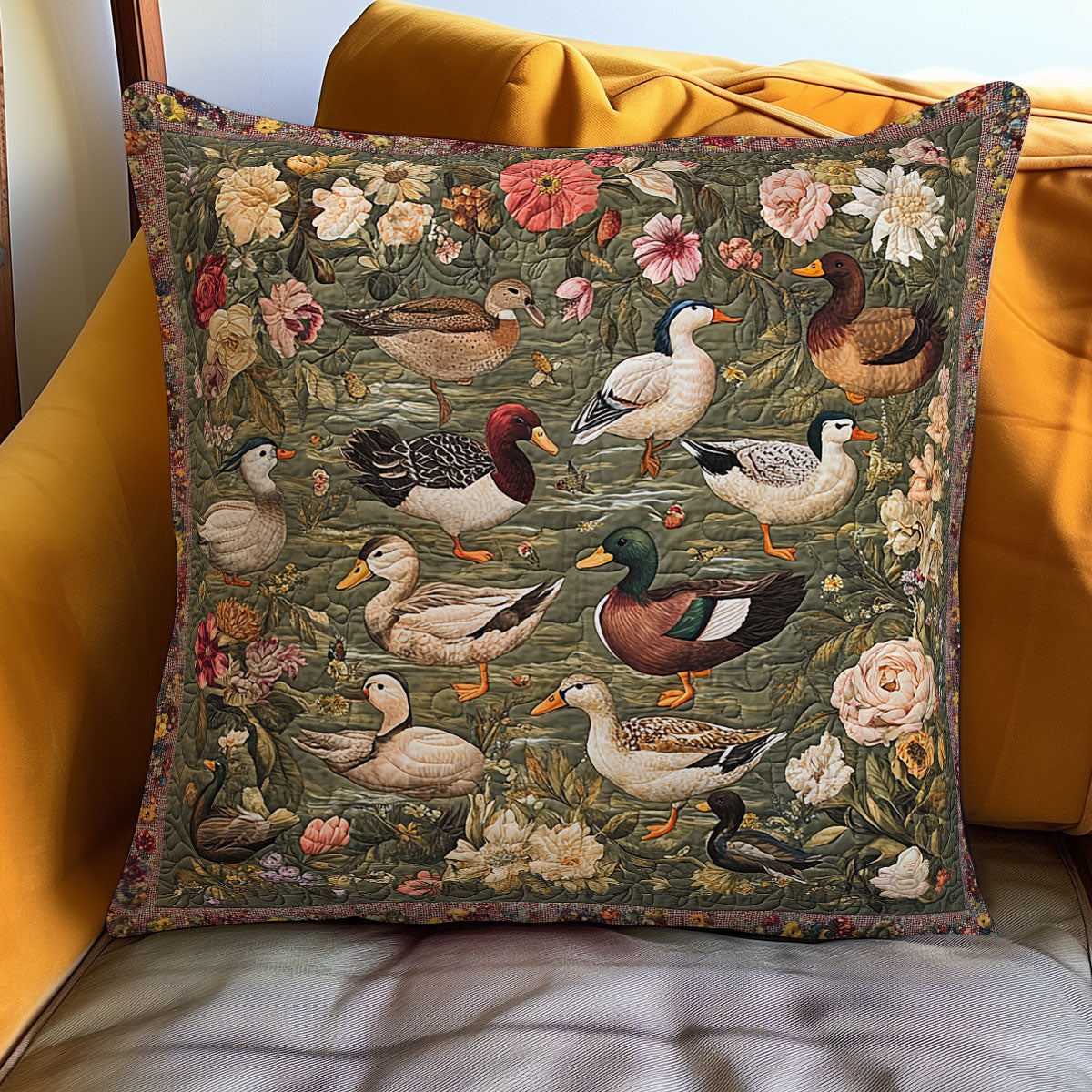 Duckling Floral WN3107067CL Quilt Pillow Case