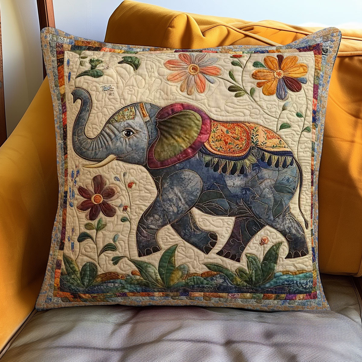 Elephant And Flowers WN0108002CL Quilt Pillow Case