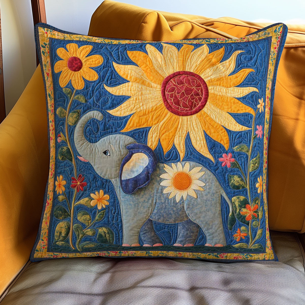 Elephant And Sunflowers WN0108005CL Quilt Pillow Case