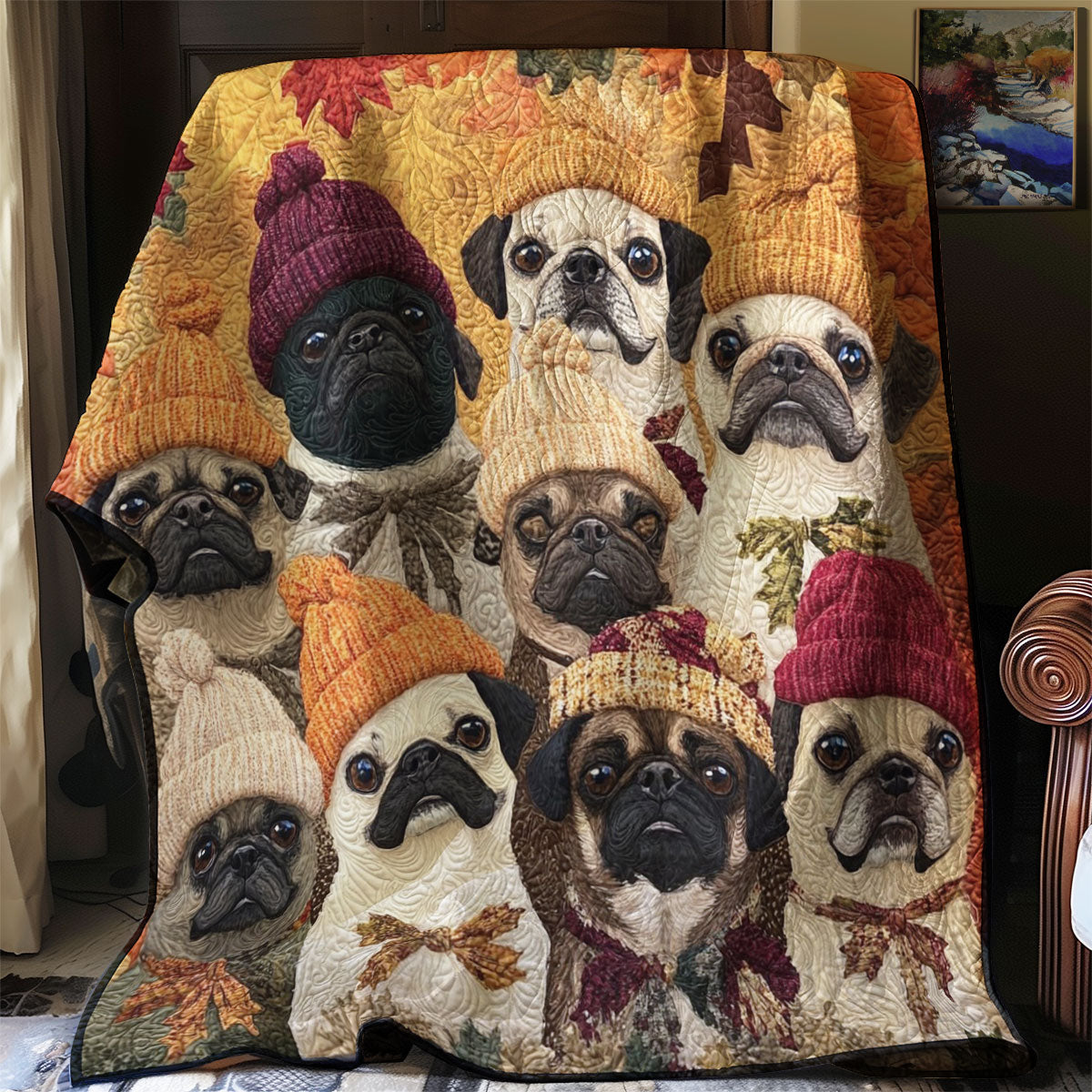 Fall Pugs WM0208013CL Quilt