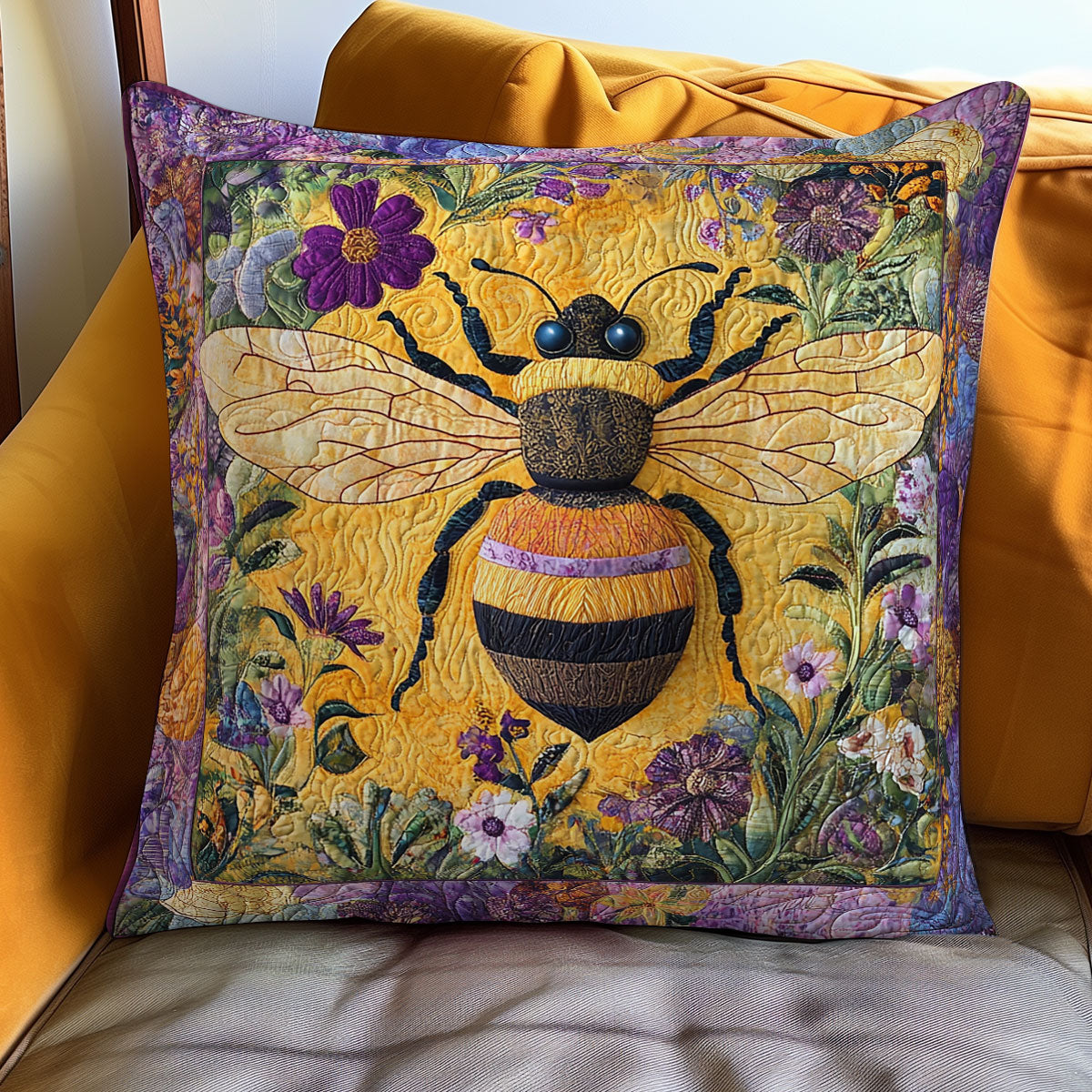 Fat Bees And Flowers WN3107070CL Quilt Pillow Case