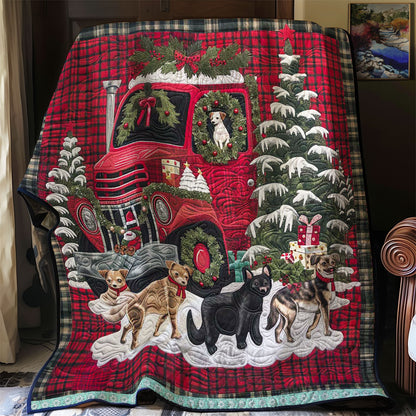 Festive Red Truck And Chihuahuas WN1109037CL Quilt