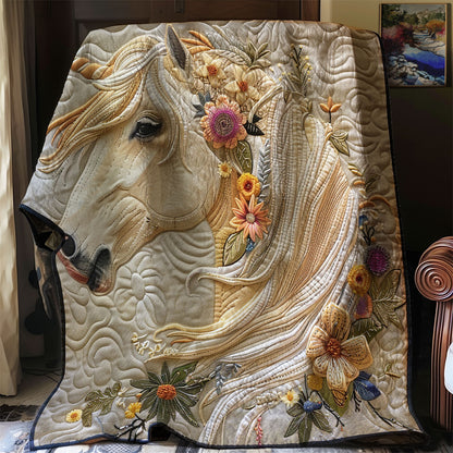 Floral Beige Horse WM2008032CL Quilt