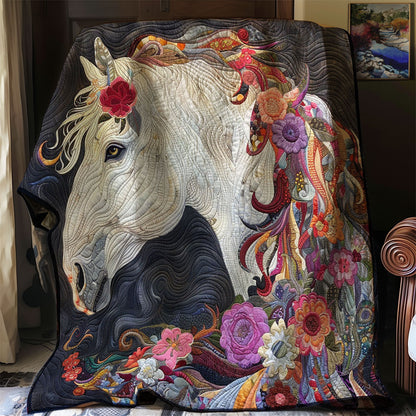 Floral Mane White Horse WM1908030CL Quilt