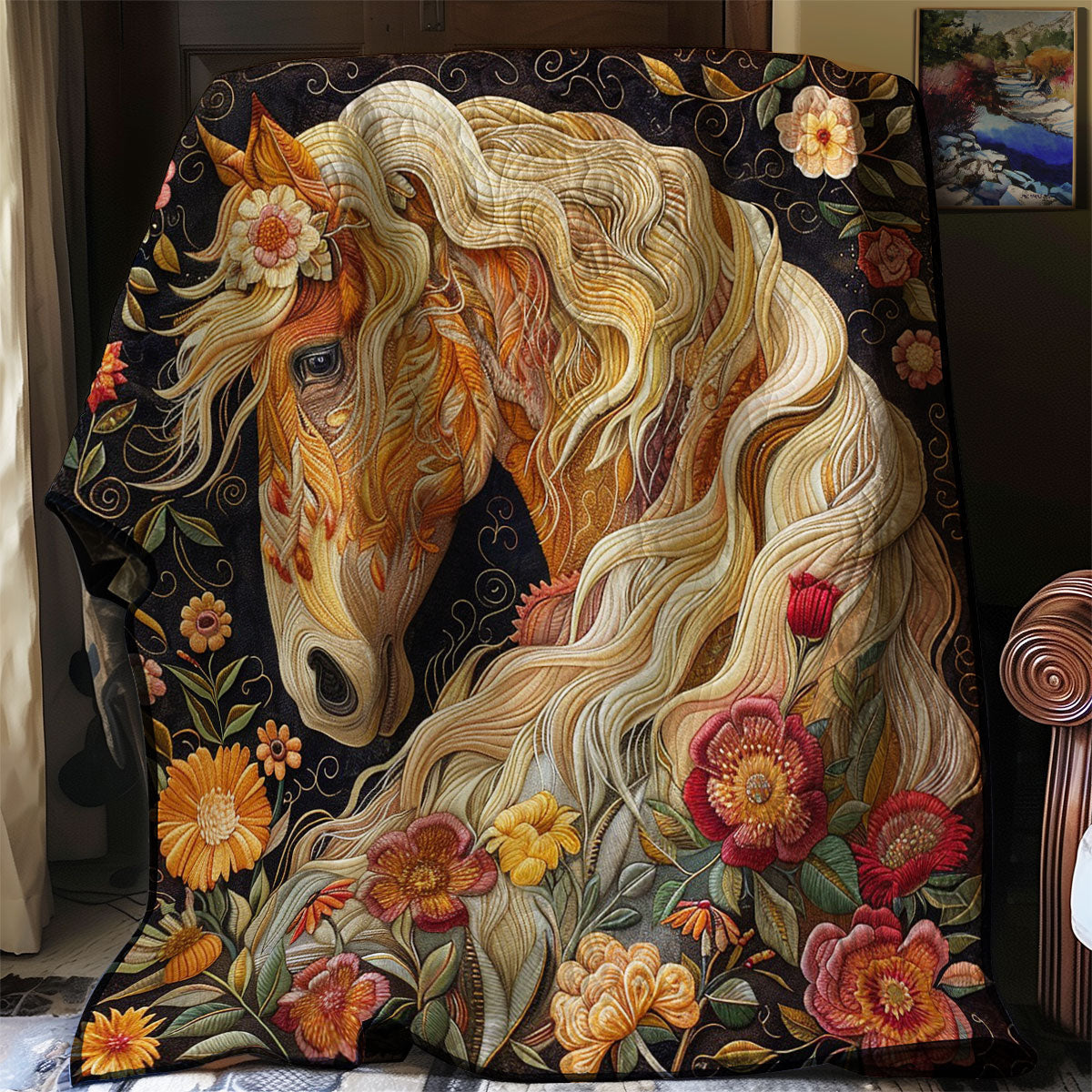 Floral Mane's Horse WM0909017CL Quilt