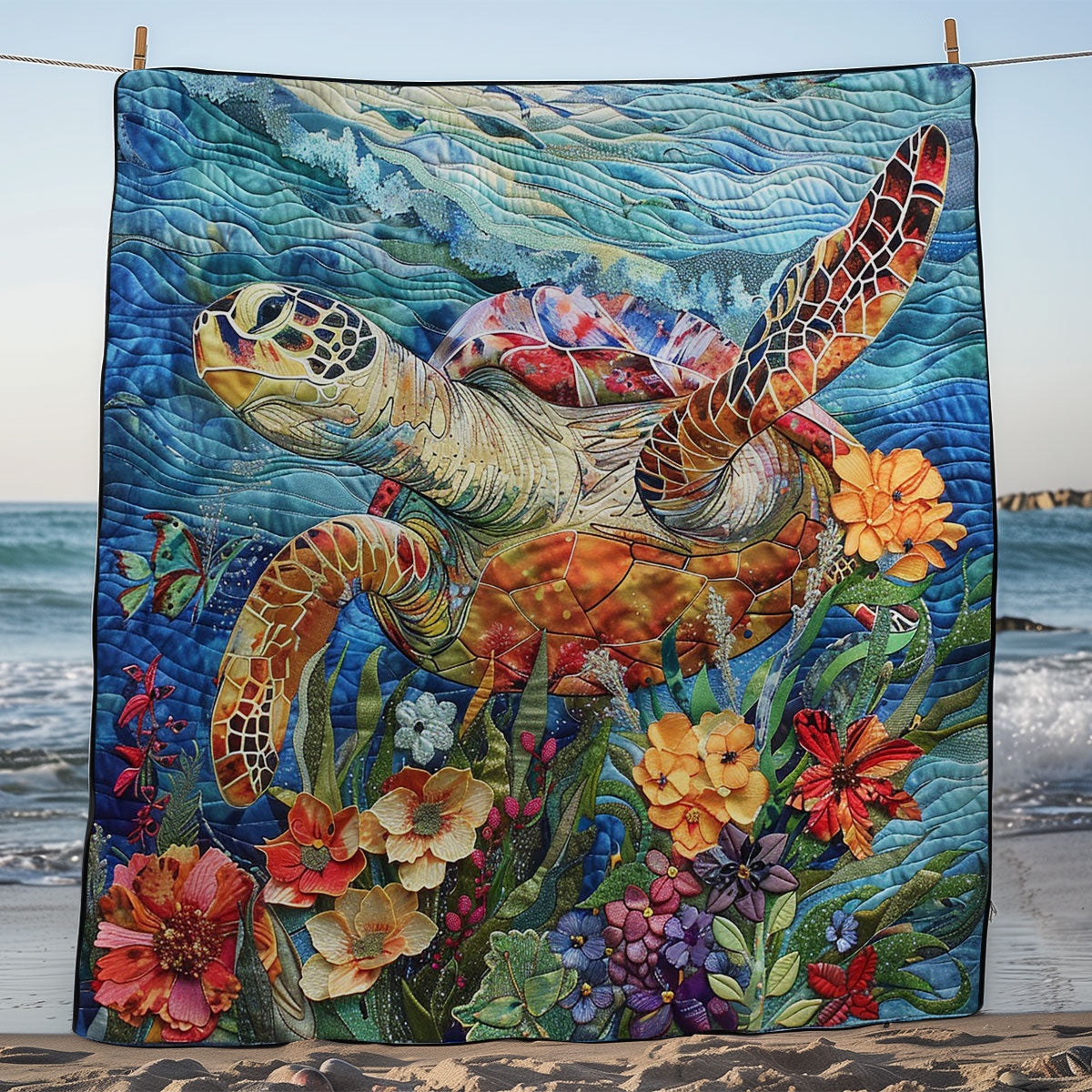 Floral Shell Turtle WM0509025CL Quilt