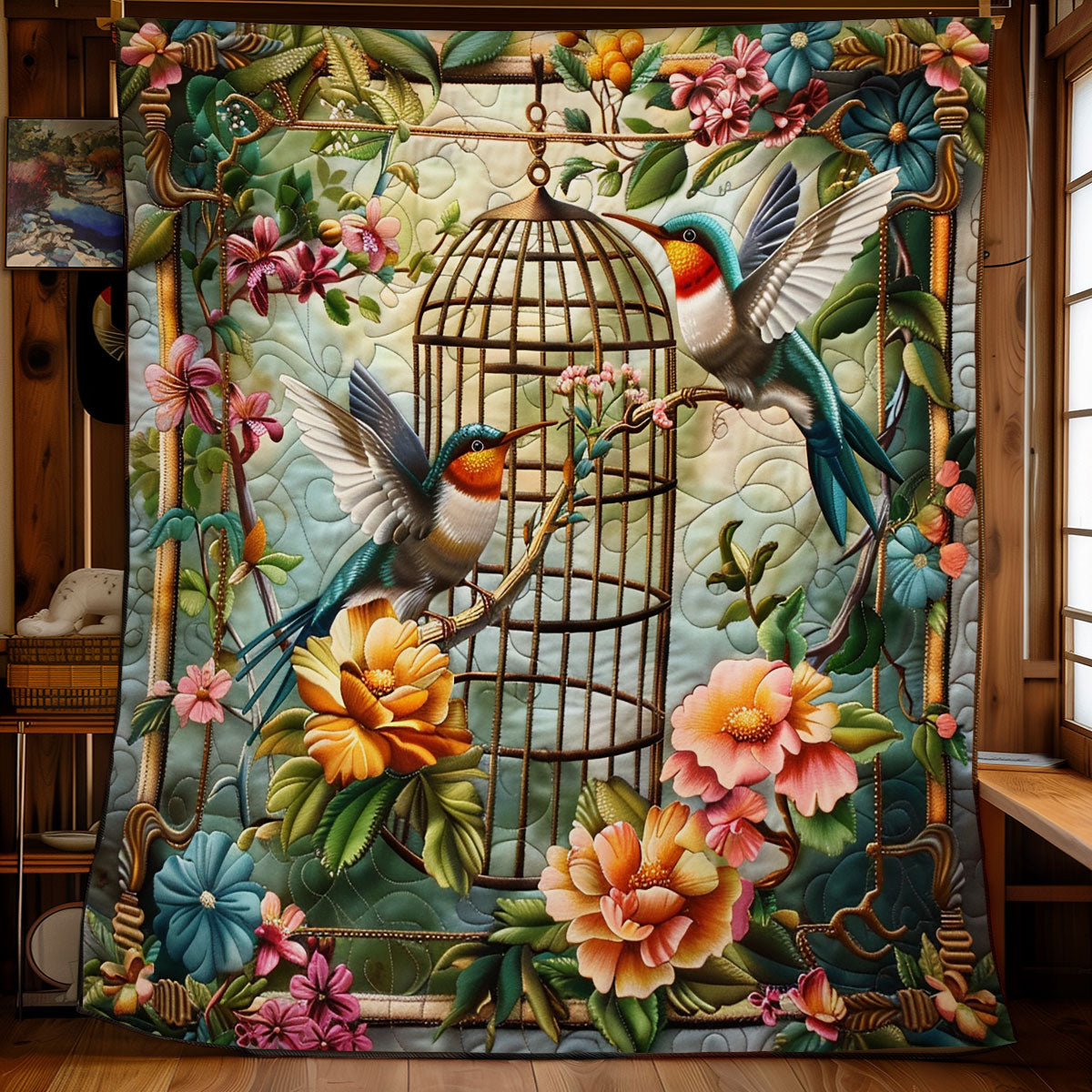 Flower Hummingbirds SR2308027CL Quilt