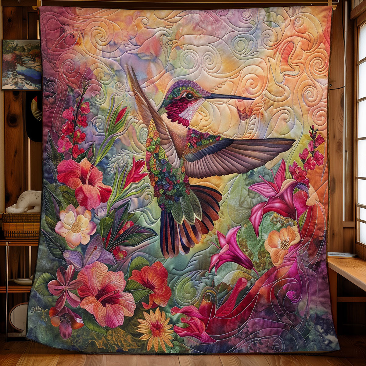 Flowers Hummingbird SR1908004CL Quilt