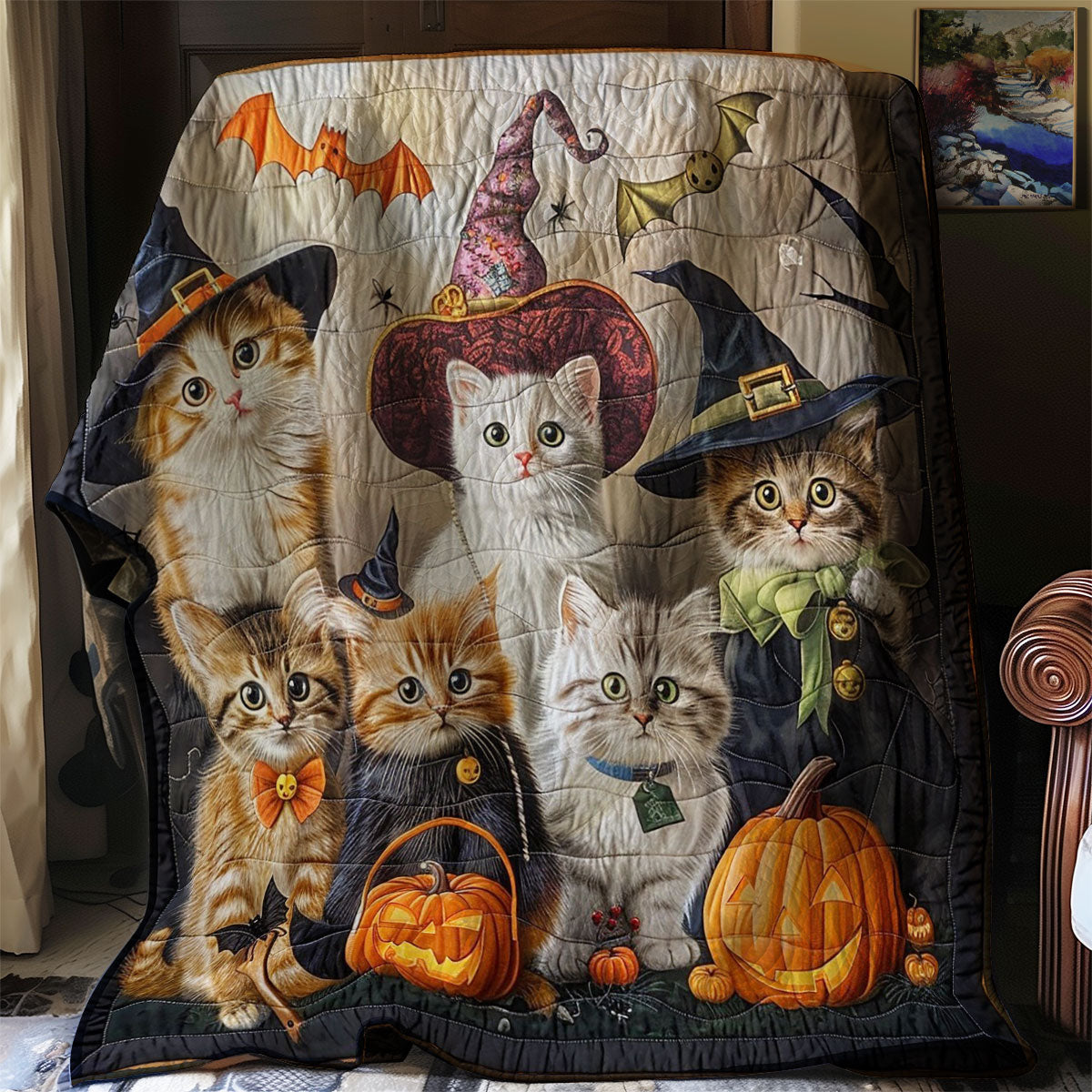 Fondly Cat Halloween WM2308049CL Quilt