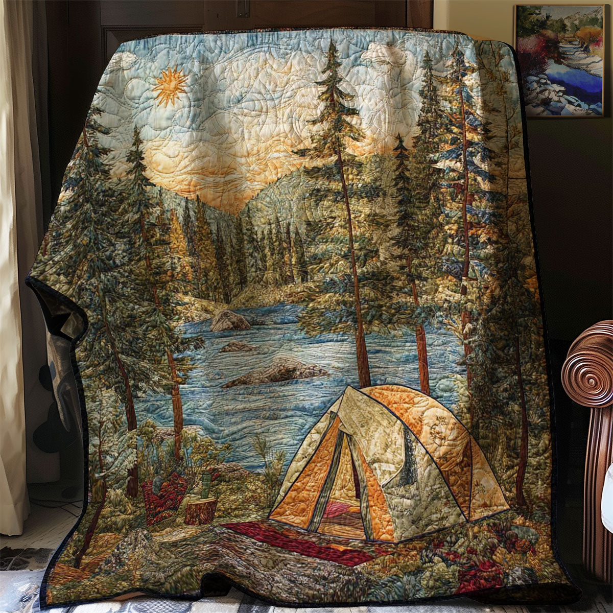 Cozy Winter Camping Nightout with White Mouse XK2710001CL Quilt