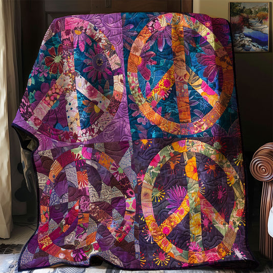 Four Peace Sign Hippie WM1508030CL Quilt