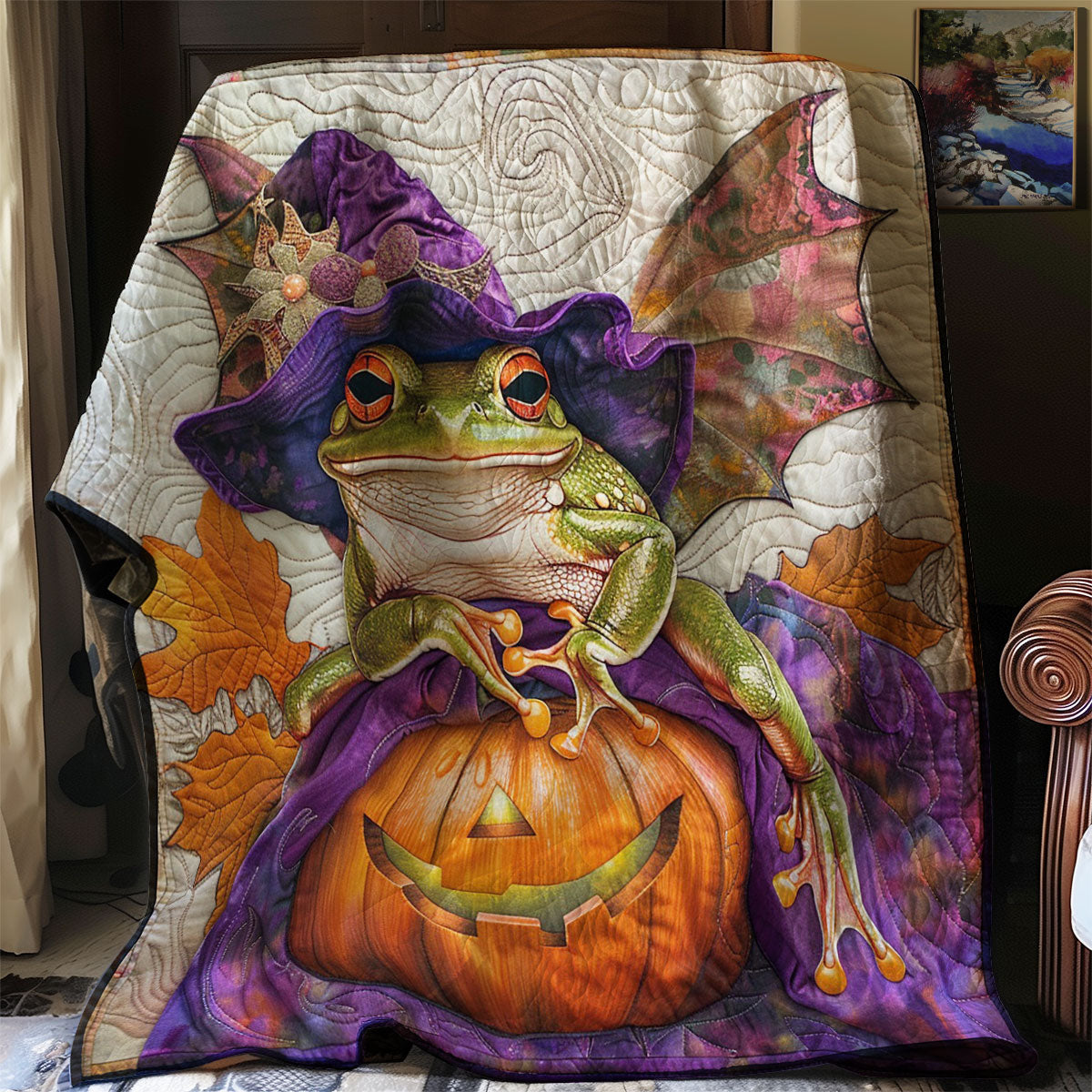 Frog Witch Halloween WM1008022CL Quilt