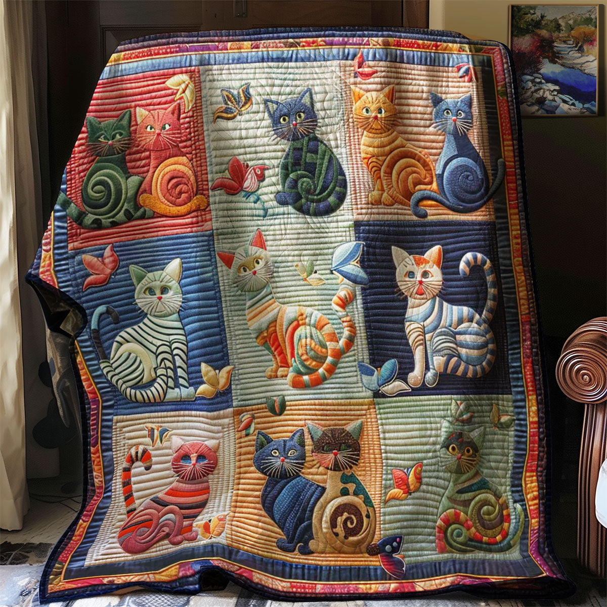 Funny Feline Snuggle WN0908062CL Quilt