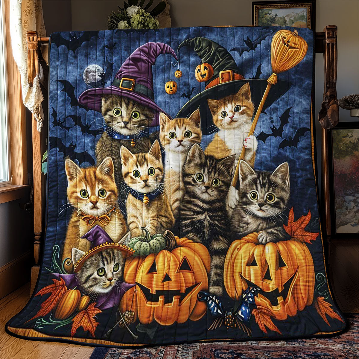 Ghostly Cats Parade WN2608016CL Quilt