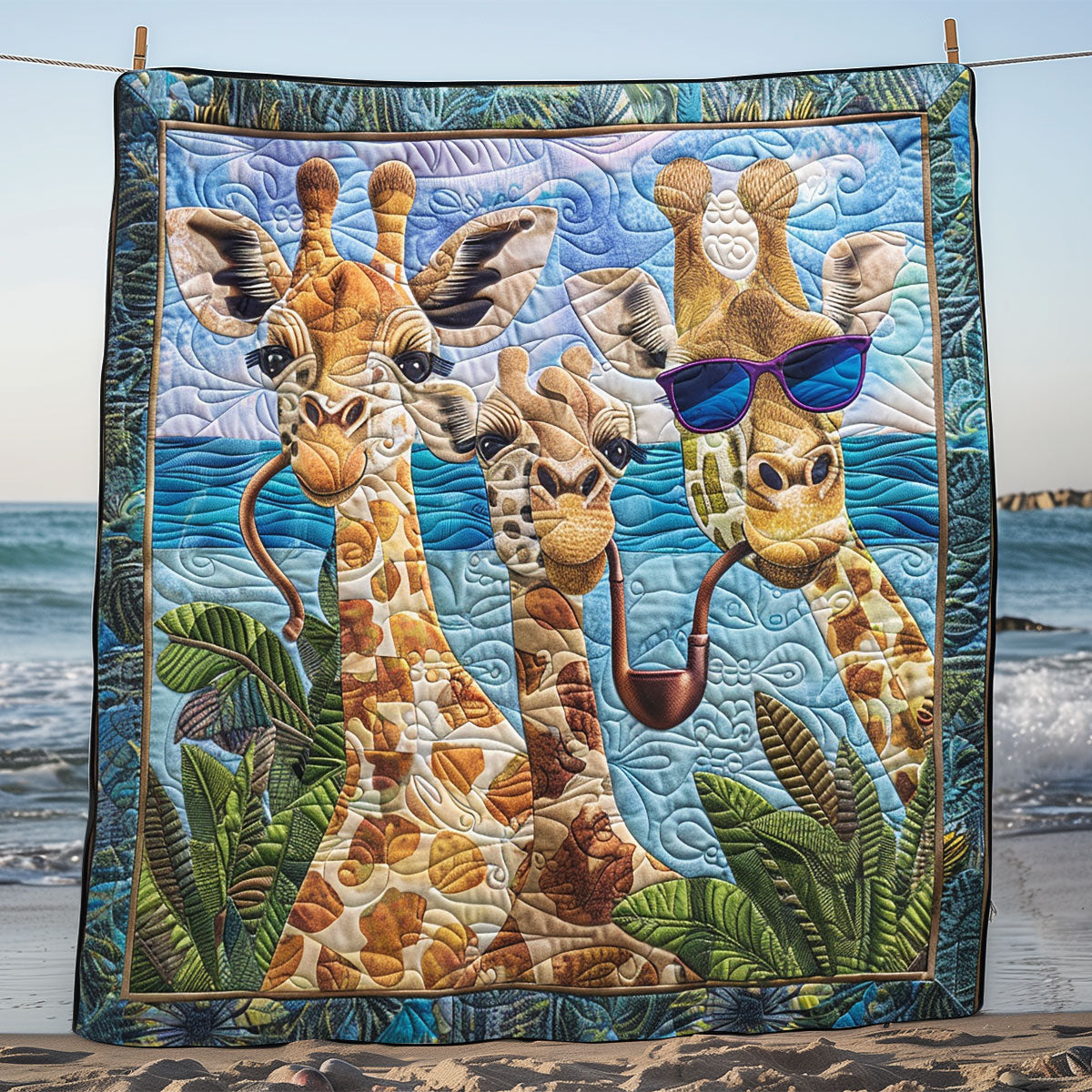 Giraffe In The Beach SR2608045CL Quilt