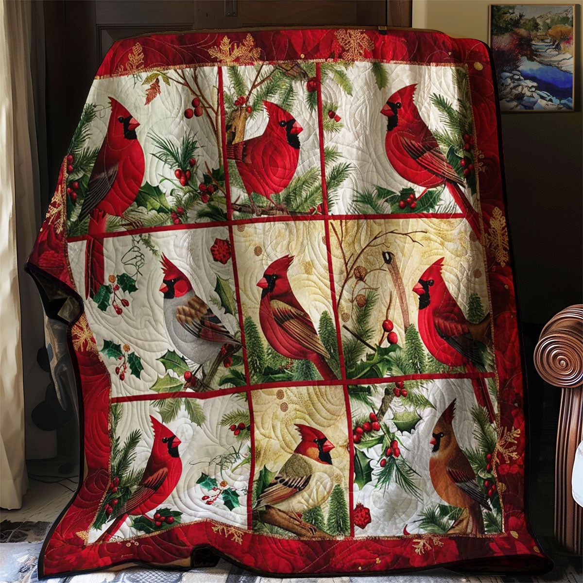 Glistening Cardinal Festive Throw WN1008085CL Quilt