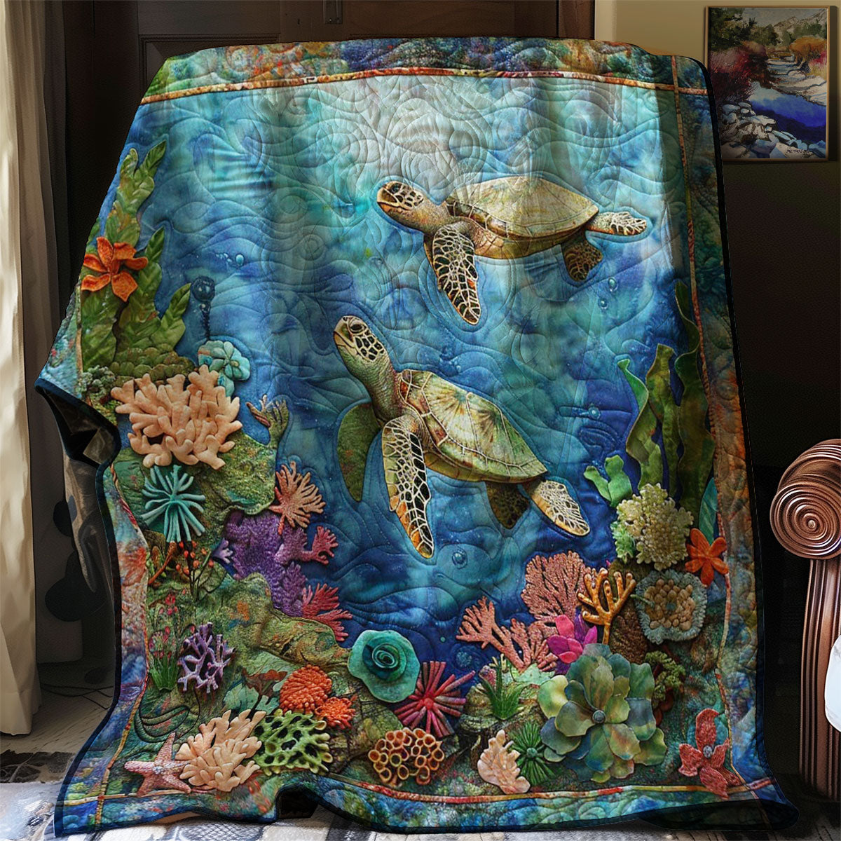 Glowing Turtle Reef Throw WN1008025CL Quilt