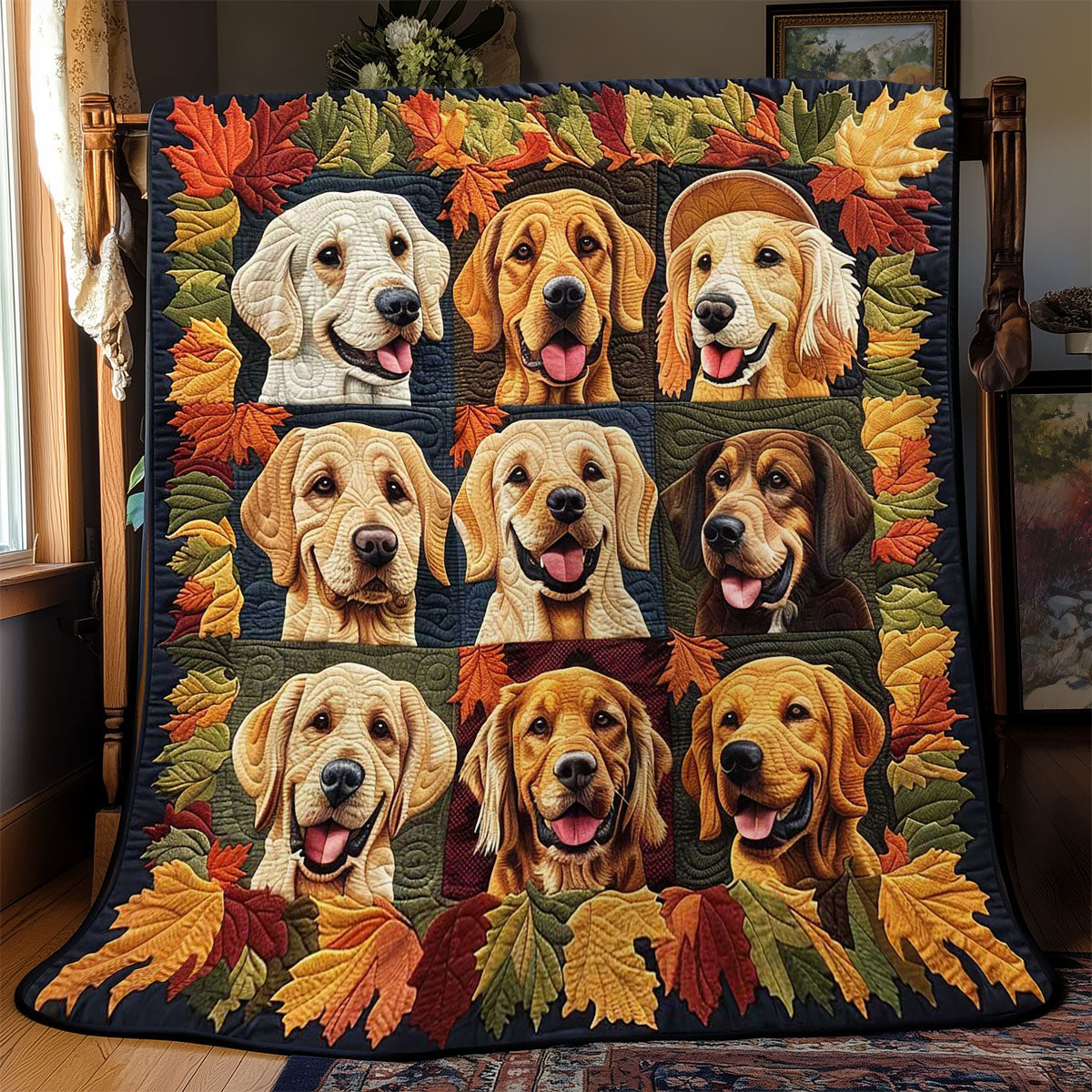 Golden Dogs Fall Festival WN2708014CL Quilt