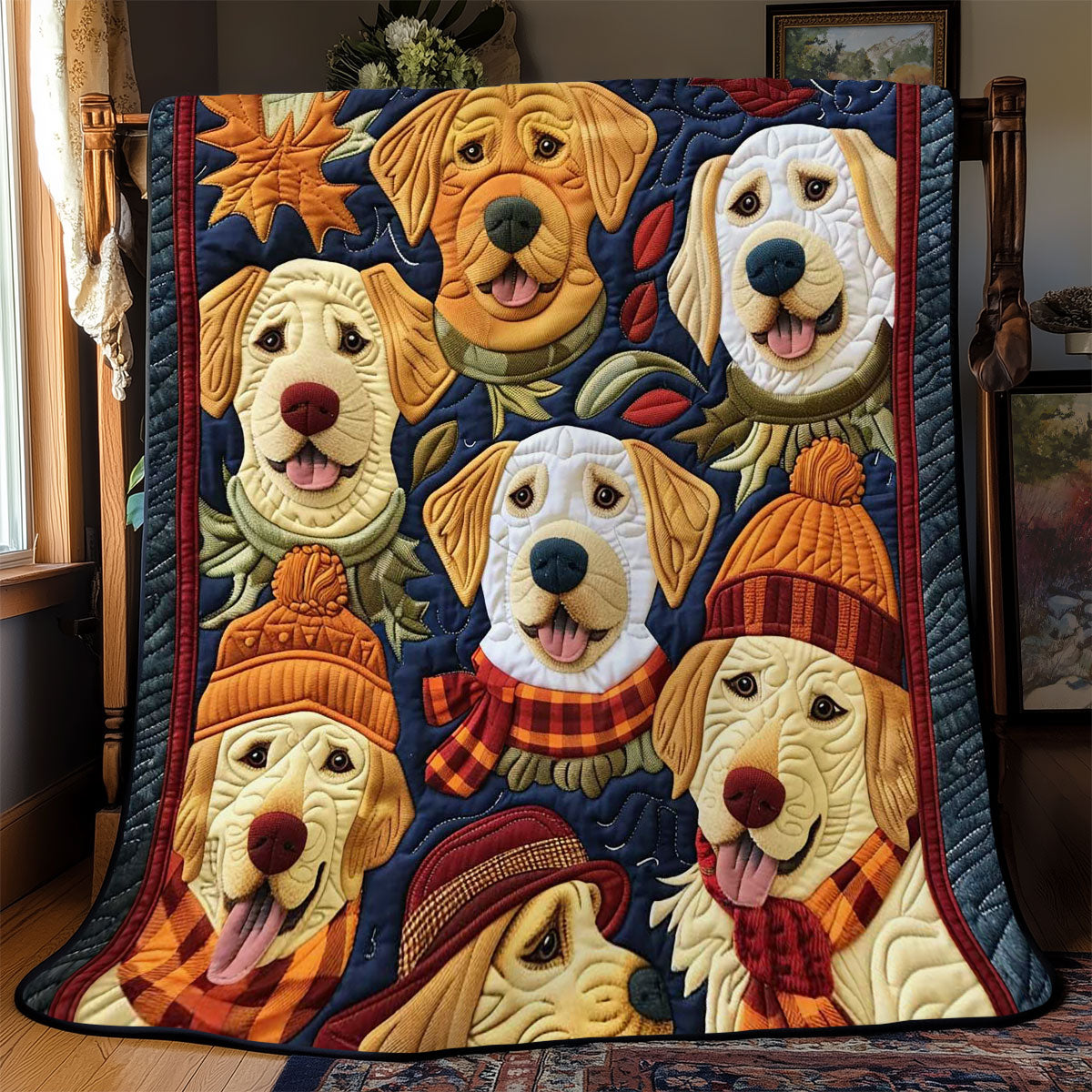 Golden Dogs In Autumn Splendor WN2708020CL Quilt