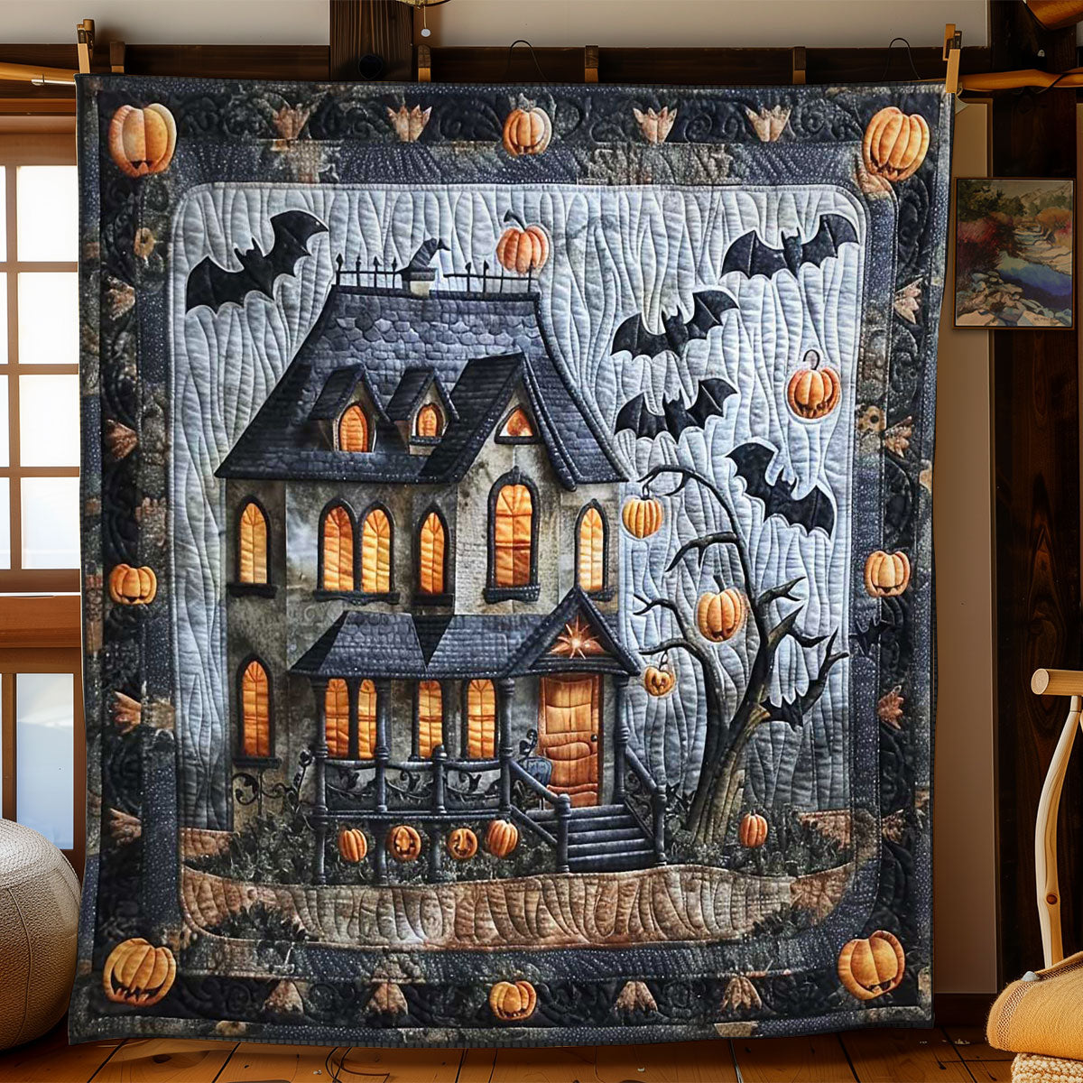 Halloween Haunted Manor WN1408076CL Quilt