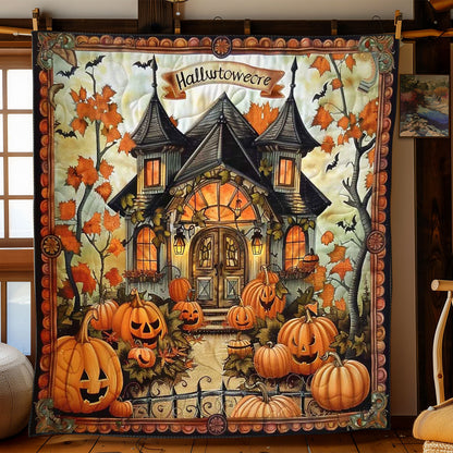 Halloween Pumpkin Cottage WN1908063CL Quilt