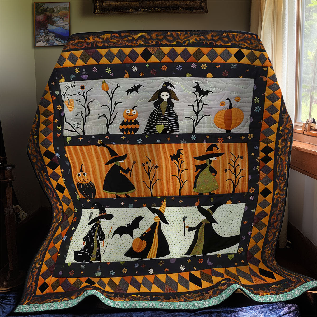 Halloween Witches' Flying Lessons WN3008046CL Quilt