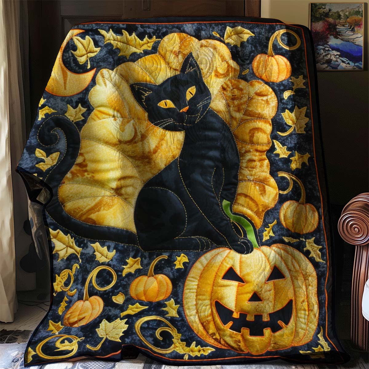 Halloween Black Cat WM2307001CL Quilt