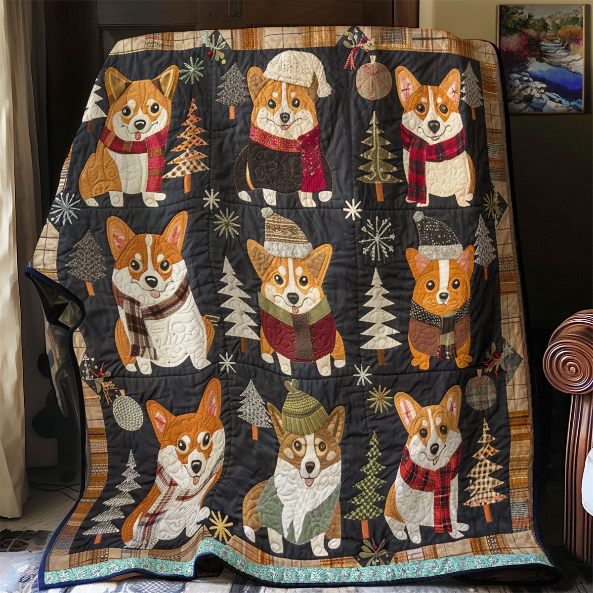 Happy Corgi Smile WN0909030CL Quilt