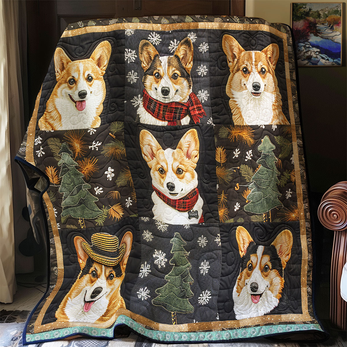 Happy Corgi WN0909032CL Quilt