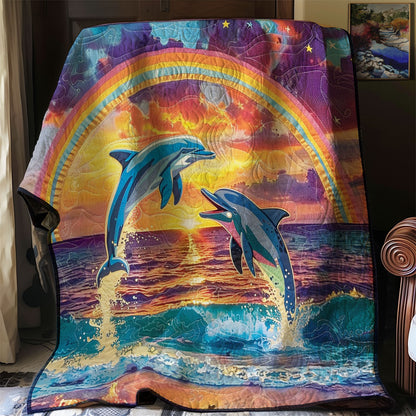 Happy Sunset Dolphins Couple WM0909018CL Quilt