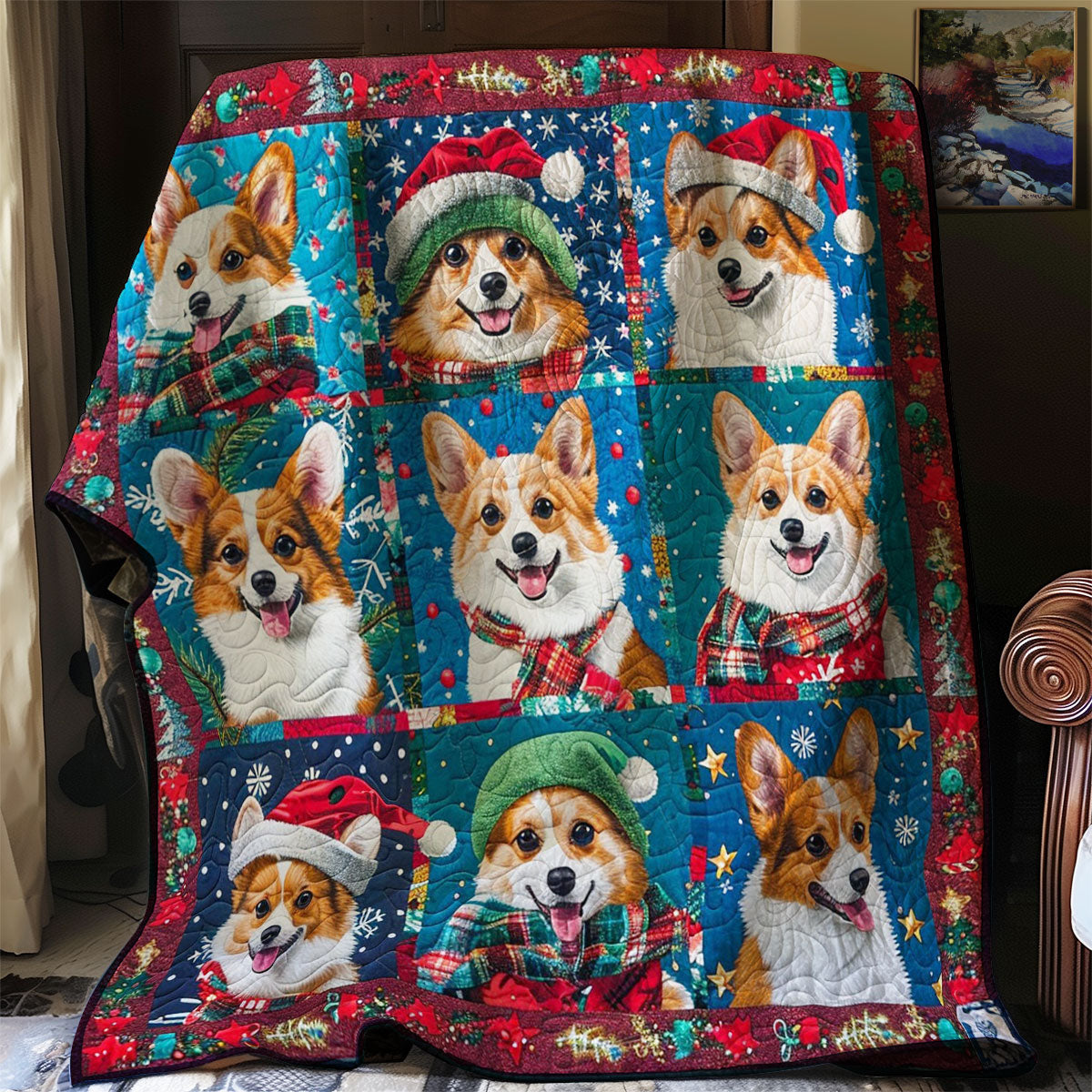 Happy Winter Corgi WM1908021CL Quilt