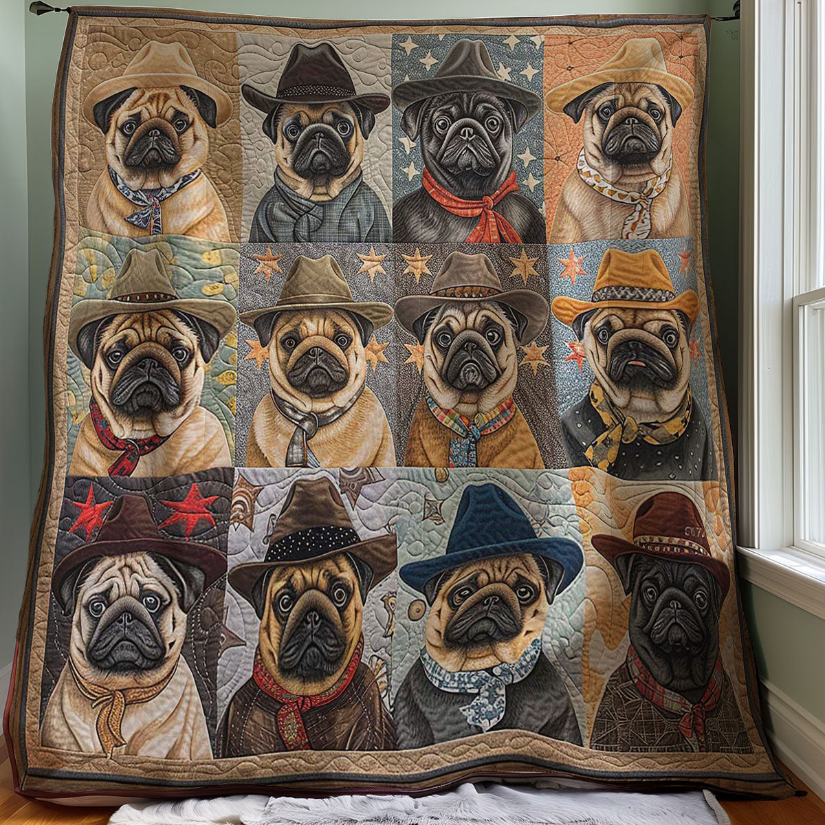 Hats Pugs WM2907001CL Quilt