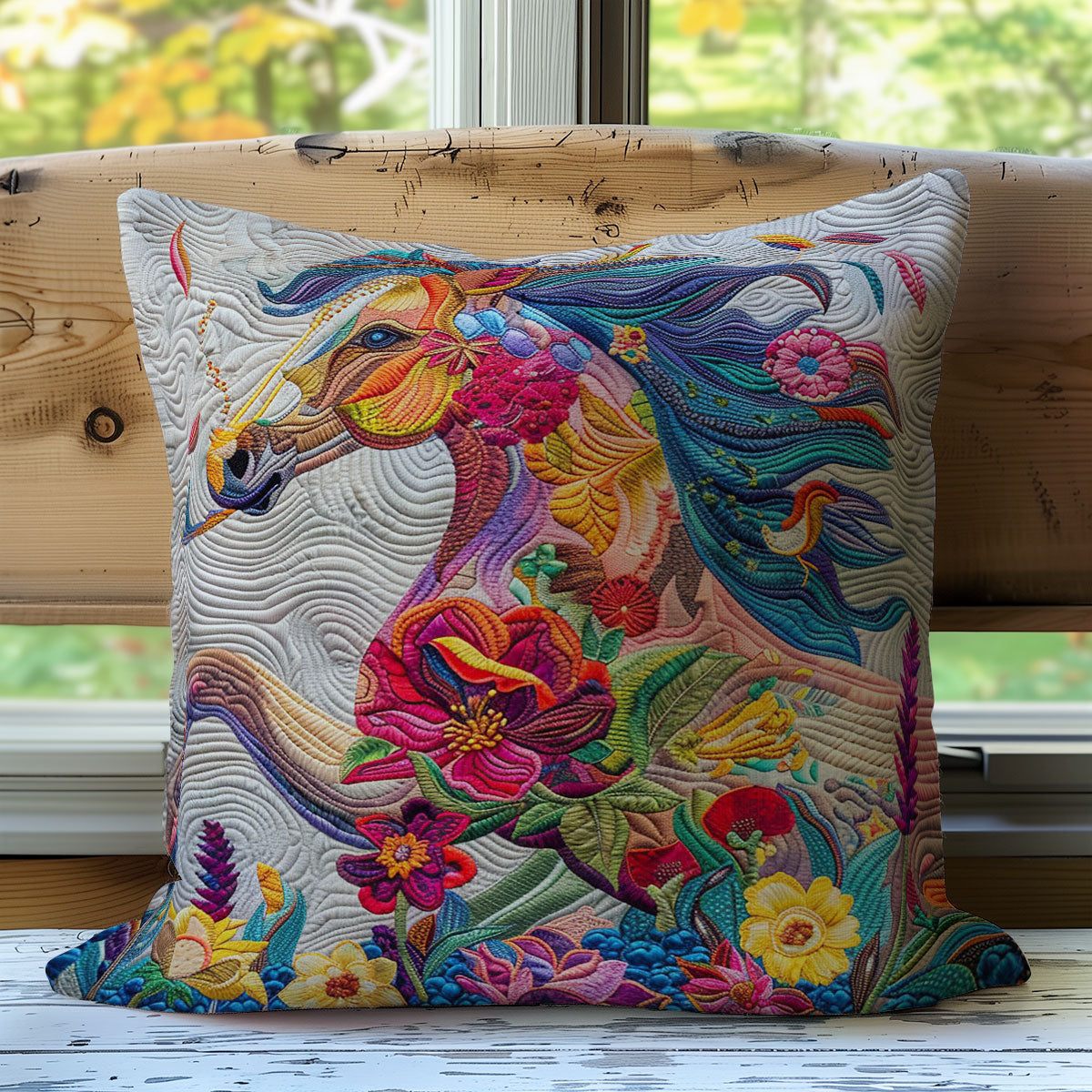 Horse Flowers WM2907001CL Quilt Pillow Case