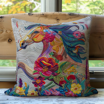 Horse Flowers WM2907001CL Quilt Pillow Case