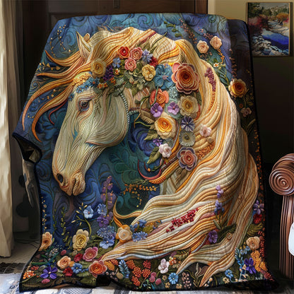 Horse Flowing Floral Mane WM0909016CL Quilt