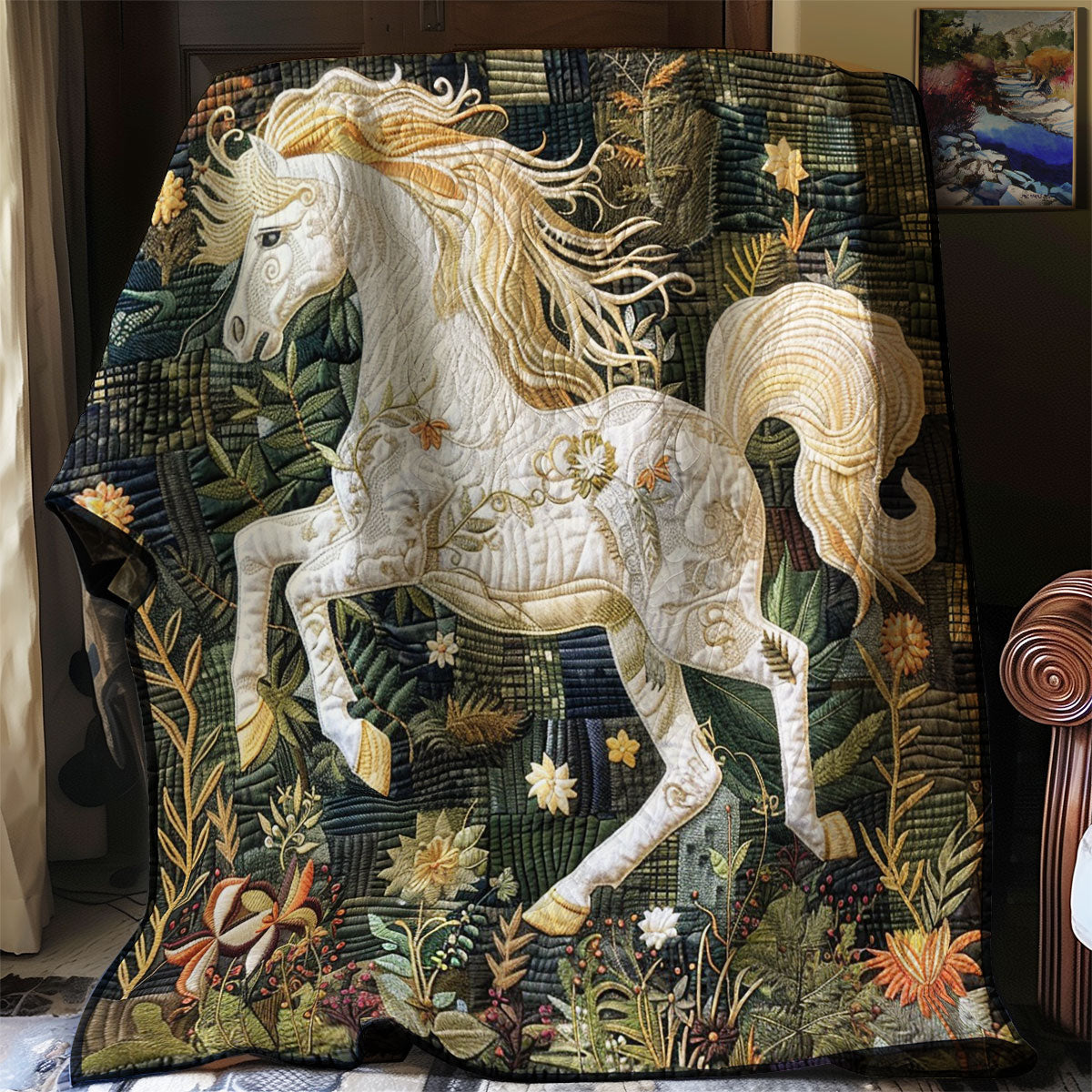 Horse In Night Forest WM1008040CL Quilt