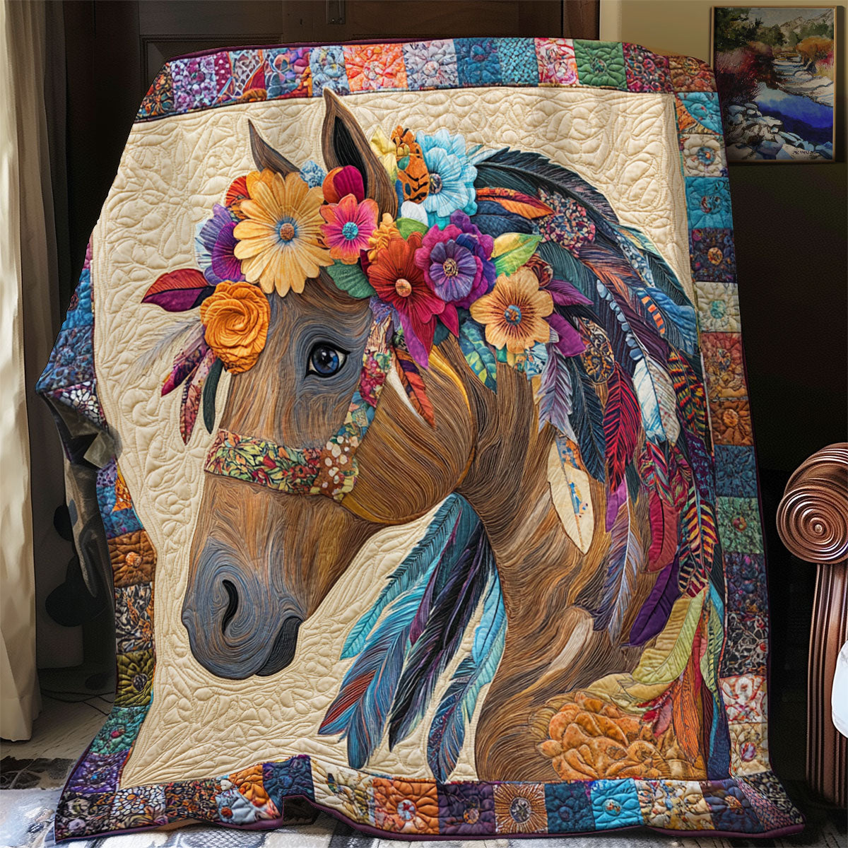 Floral Horse SR0708009CL Quilt